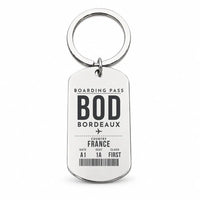 Thumbnail for Bordeaux Airport BOD - Key Chain - Boarding Pass Style - Silver