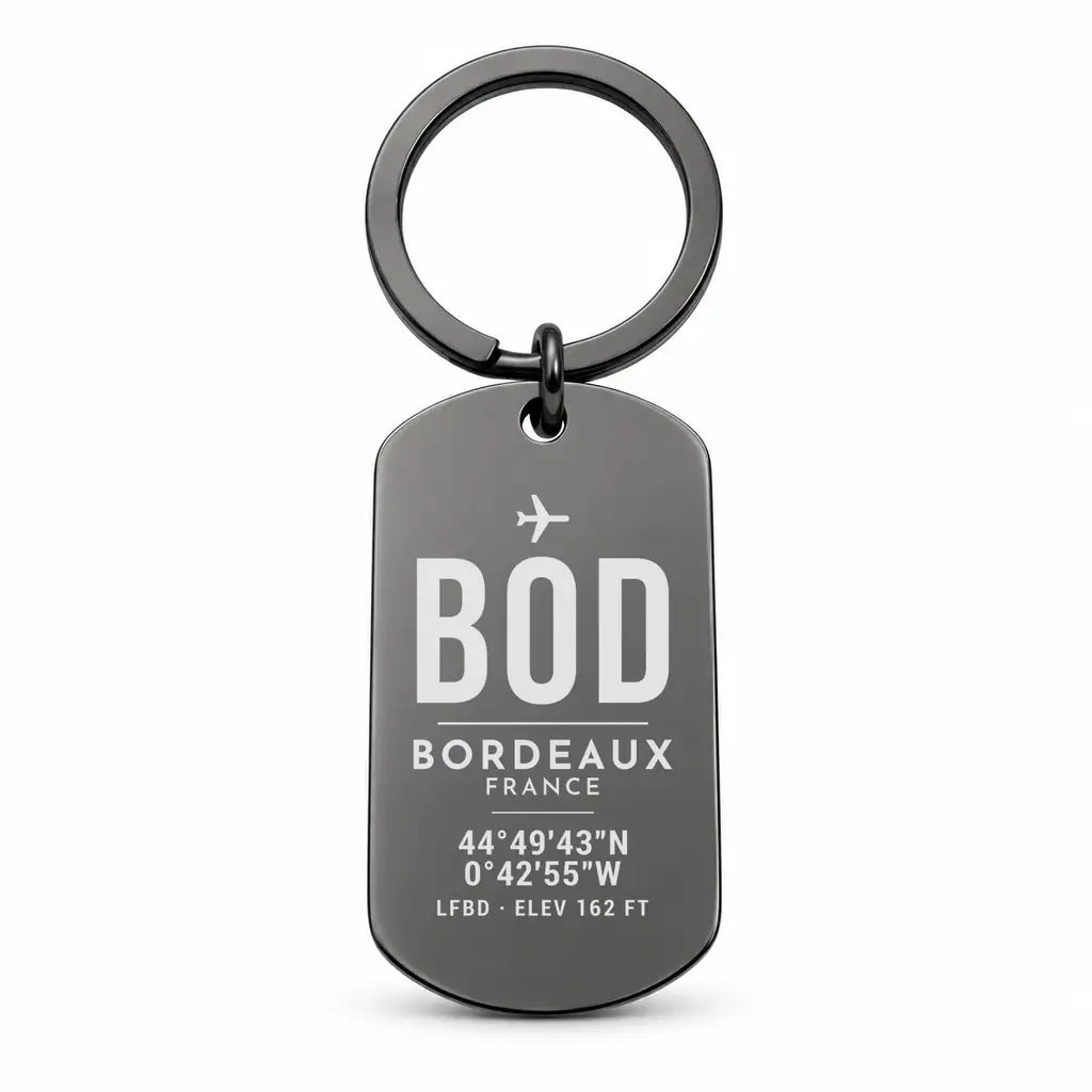 Bordeaux Airport BOD - Key Chain - Original Design - Black