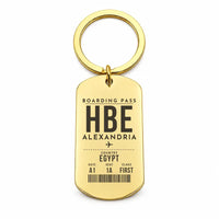 Thumbnail for Borg El Arab Airport HBE — Alexandria - Key Chain - Boarding Pass Style - Gold
