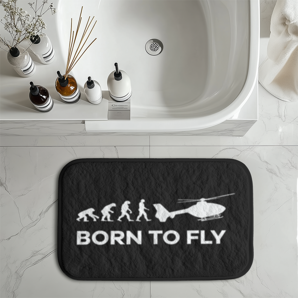 Born To Fly Helicopter Designed Bath Mats