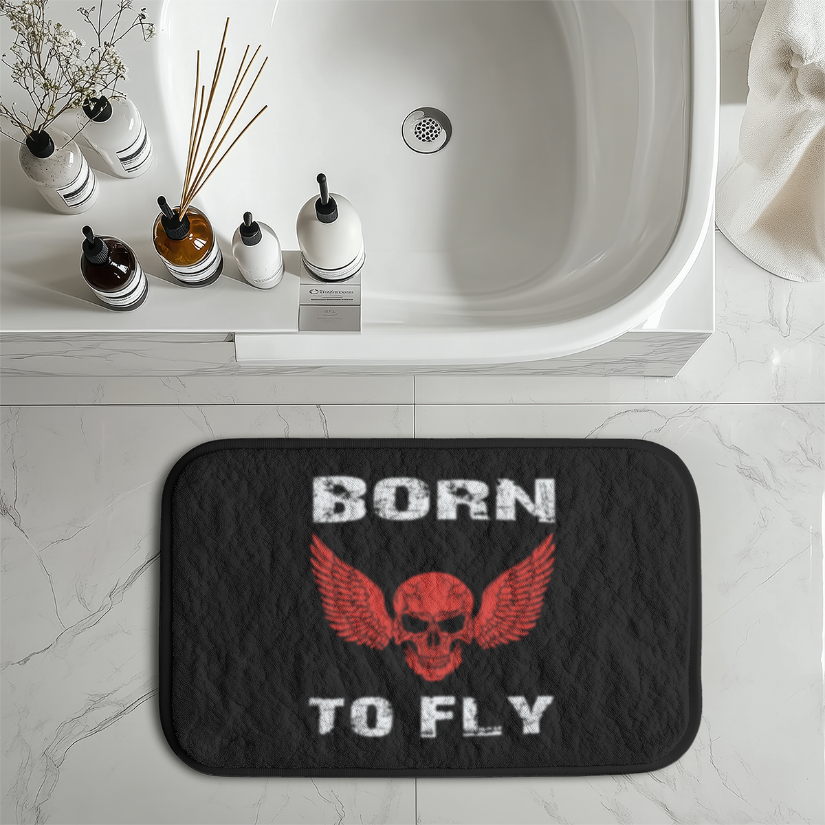 Born To Fly SKELETON Designed Bath Mats