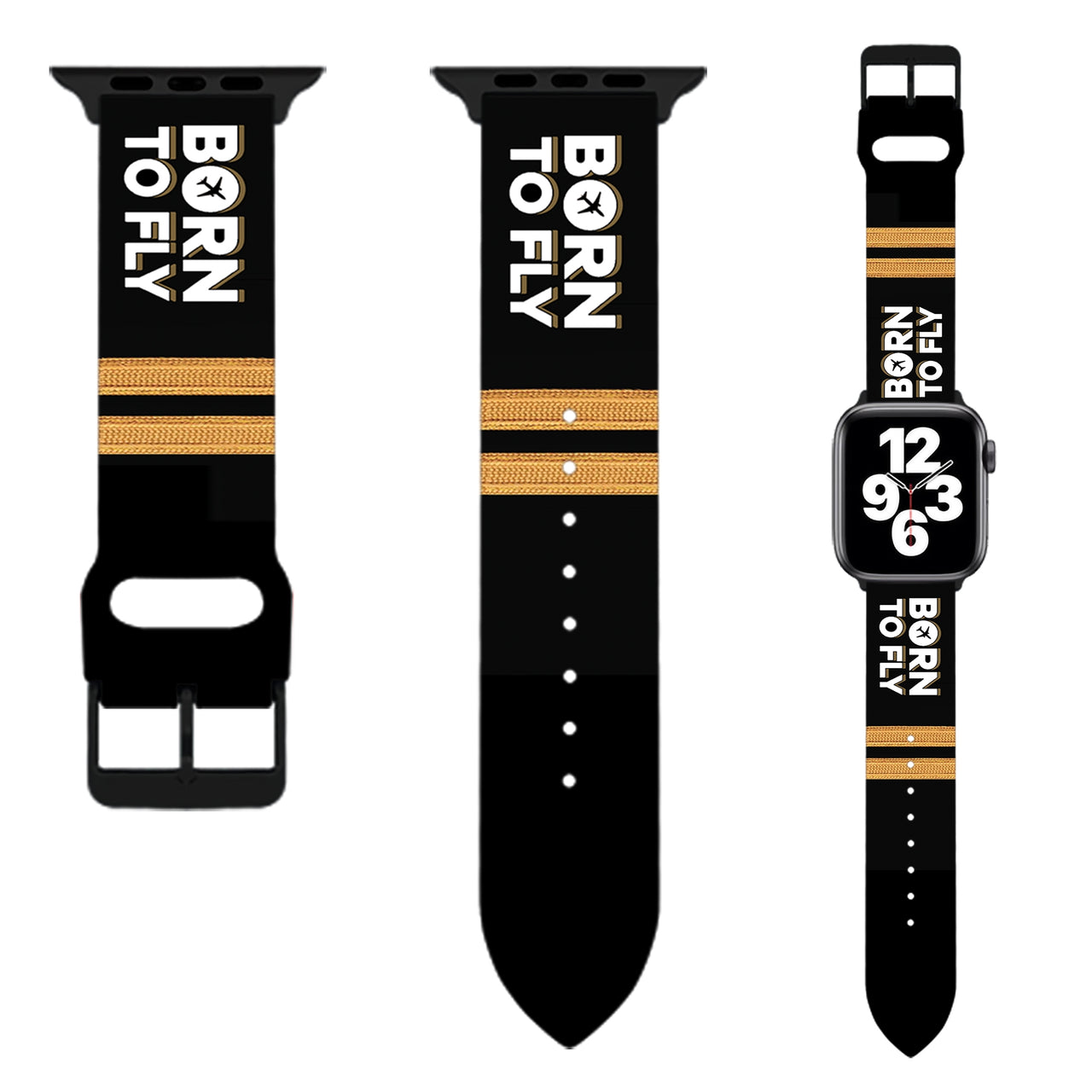 Born To Fly & Pilot Epaulettes Designed Soft Silicone Apple Watch Bands