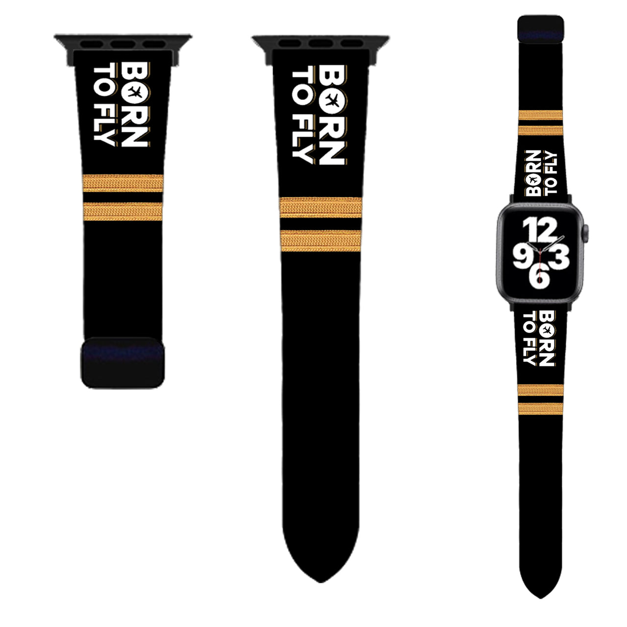 Born To Fly & Pilot Epaulettes Designed Soft Silicone Apple Watch Bands