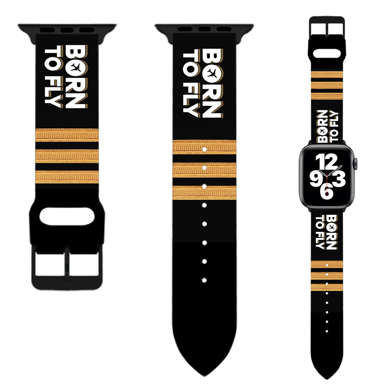 Born To Fly & Pilot Epaulettes Designed Soft Silicone Apple Watch Bands