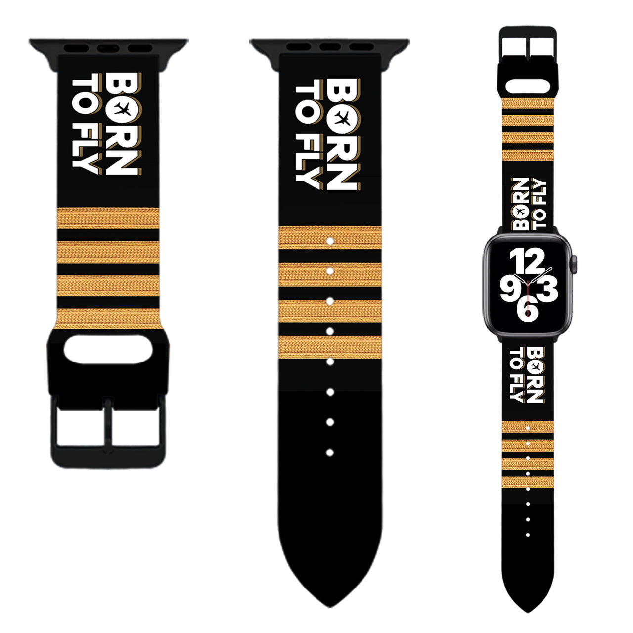 Born To Fly & Pilot Epaulettes Designed Soft Silicone Apple Watch Bands