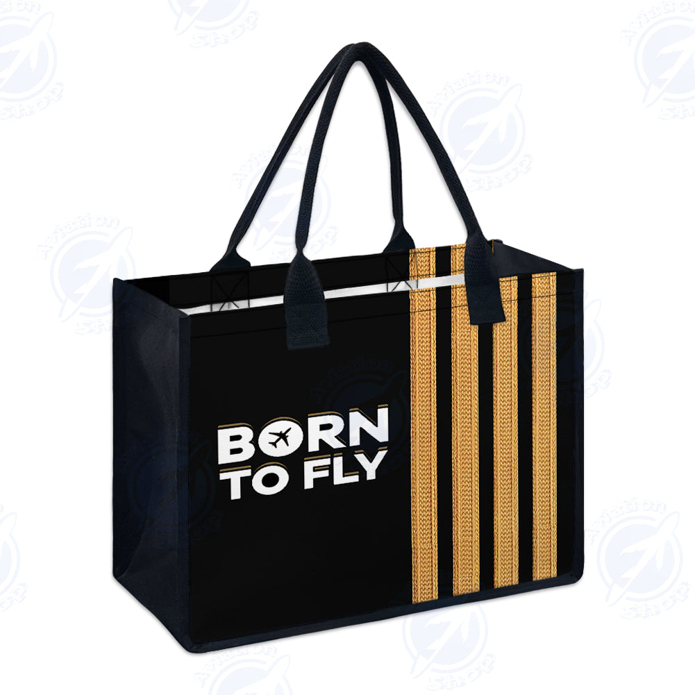 Born To Fly & Pilot Epaulettes (4 Lines) Designed Special Canvas Bags