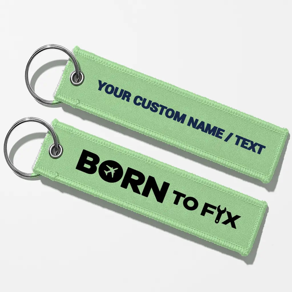 Born To Fix Airplanes Aviator Key Chains - Light Green - Personalized