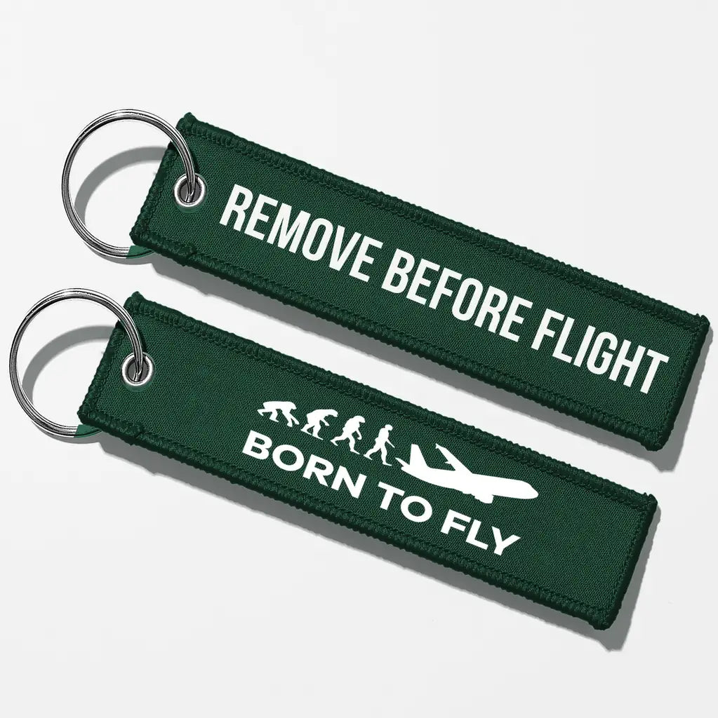 Born To Fly Key Chains - Dark Green - Remove Before Flight
