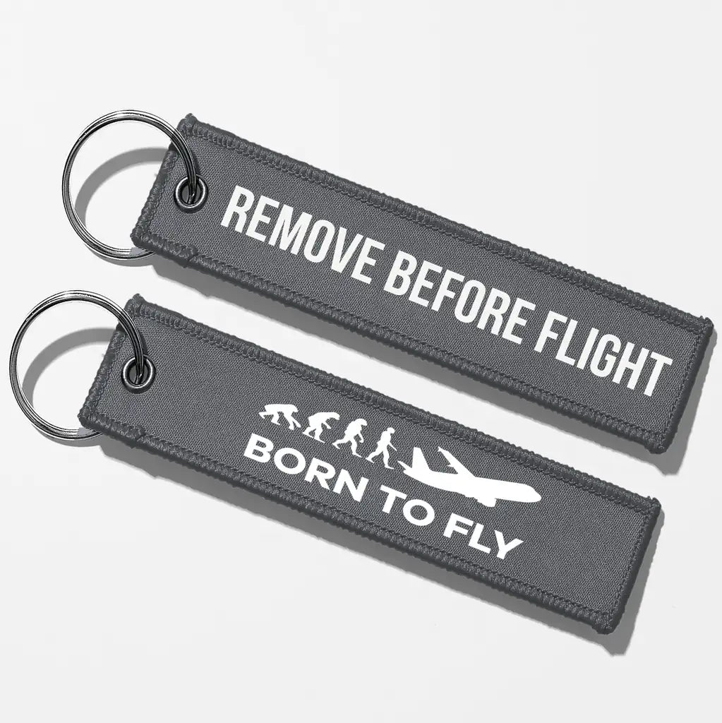 Born To Fly Key Chains - Gray - Remove Before Flight