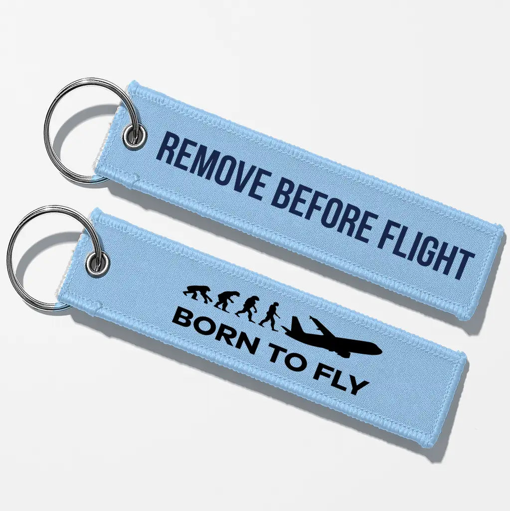 Born To Fly Key Chains - Light Blue - Remove Before Flight