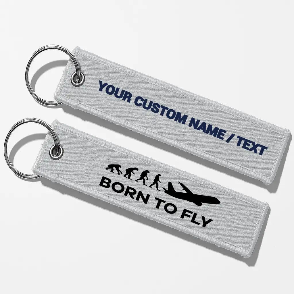 Born To Fly Key Chains - Light Gray - Personalized