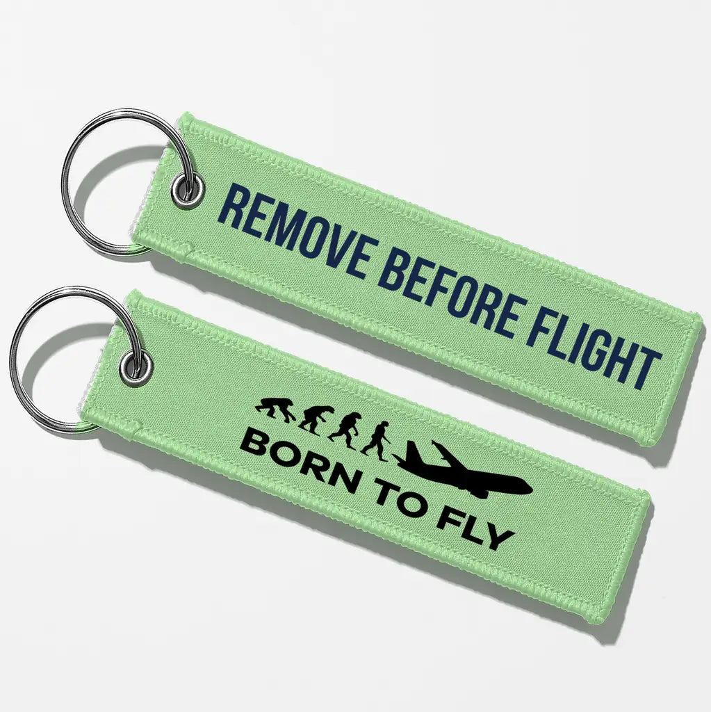 Born To Fly Key Chains - Light Green - Remove Before Flight