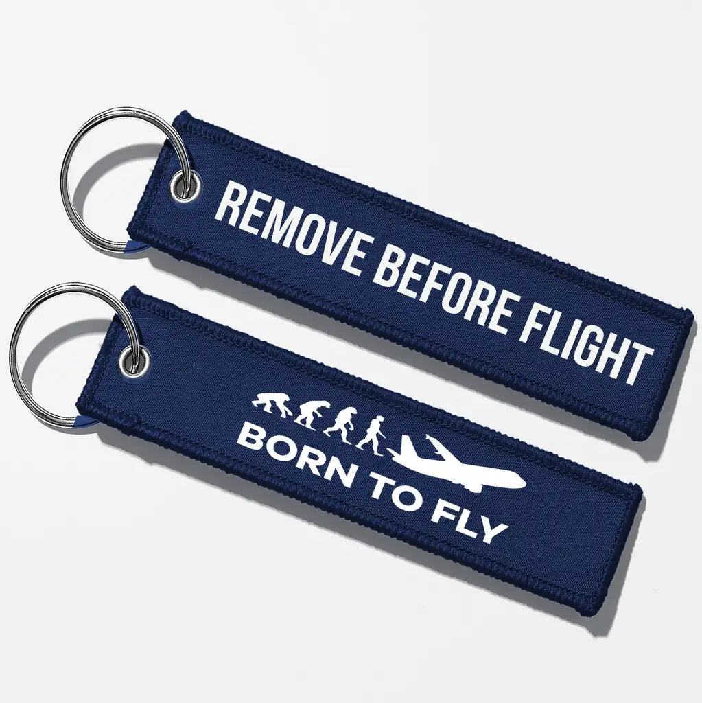 Born To Fly Key Chains - Navy Blue - Remove Before Flight
