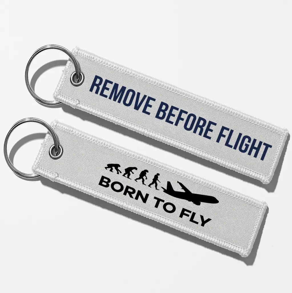 Born To Fly Key Chains - White - Remove Before Flight