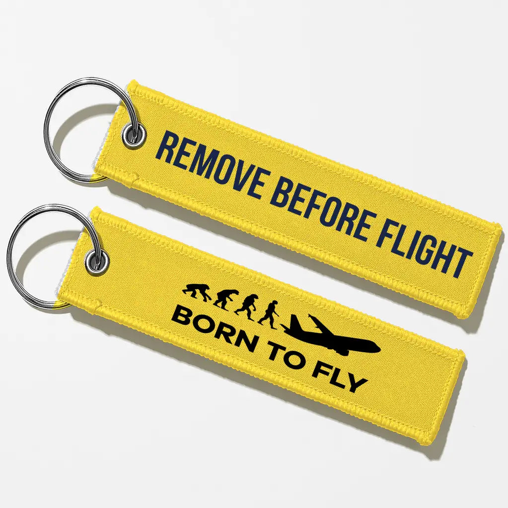 Born To Fly Key Chains - Yellow - Remove Before Flight