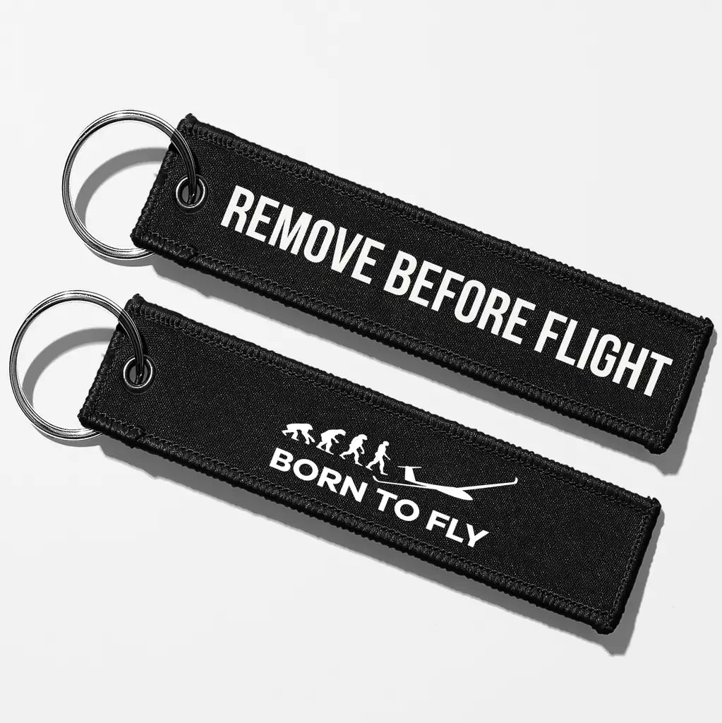 Born To Fly (Glider) Key Chains - Black - Remove Before Flight