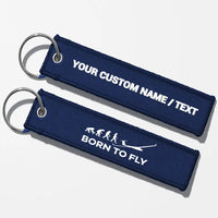 Thumbnail for Born To Fly (Glider) Key Chains - Navy Blue - Personalized