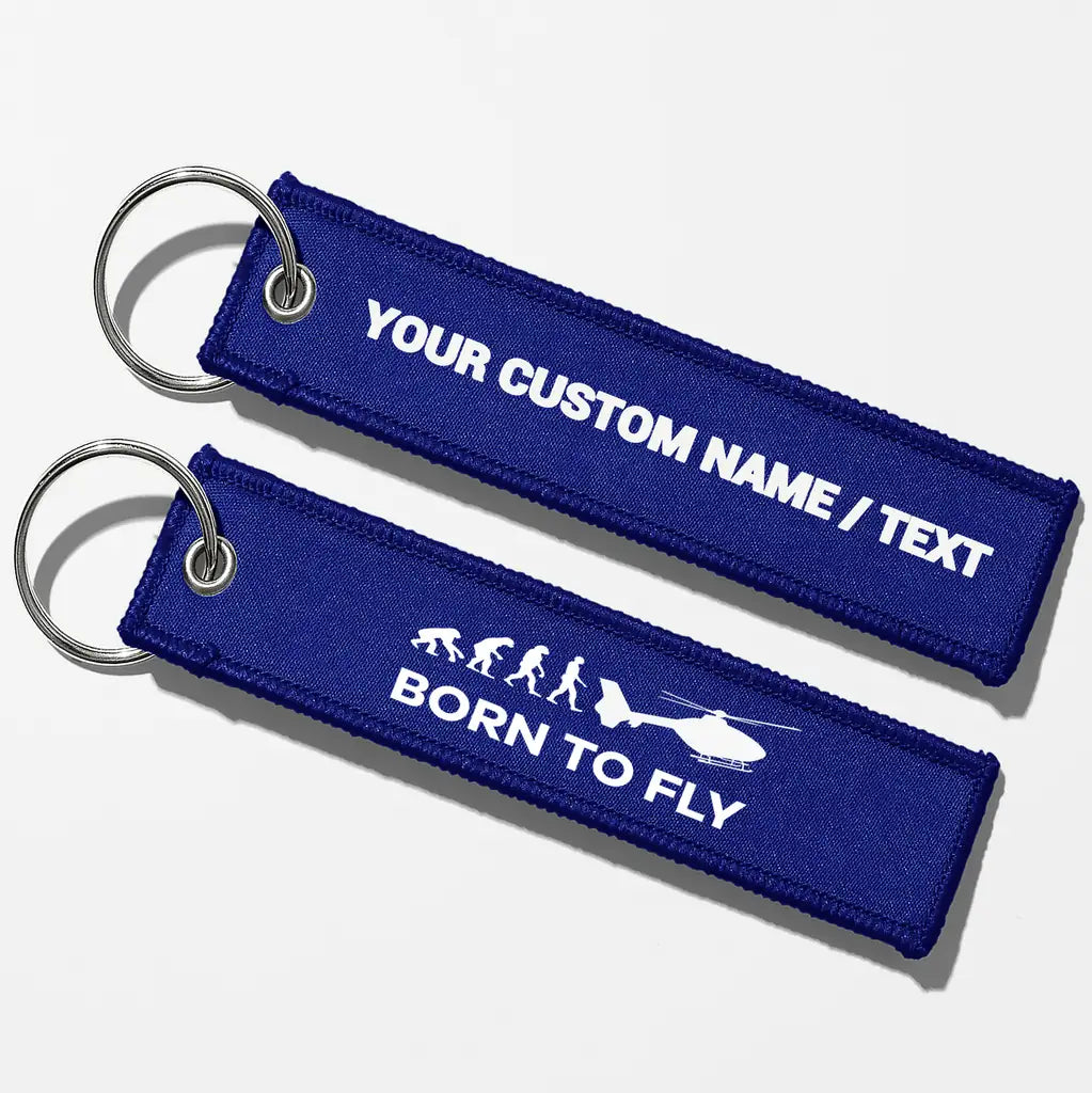 Born To Fly (Helicopter) Key Chains - Blue - Personalized