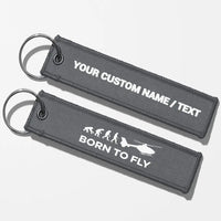 Thumbnail for Born To Fly (Helicopter) Key Chains - Gray - Personalized