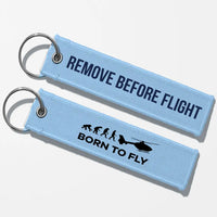 Thumbnail for Born To Fly (Helicopter) Key Chains - Light Blue - Remove Before Flight