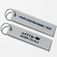 Thumbnail for Born To Fly (Helicopter) Key Chains - Light Gray - Personalized