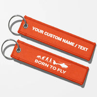 Thumbnail for Born To Fly (Helicopter) Key Chains - Orange - Personalized
