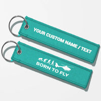 Thumbnail for Born To Fly (Helicopter) Key Chains - Turquoise - Personalized
