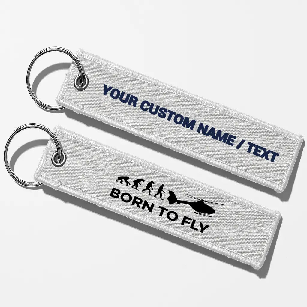 Born To Fly (Helicopter) Key Chains - White - Personalized