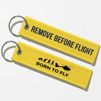 Thumbnail for Born To Fly (Helicopter) Key Chains - Yellow - Remove Before Flight