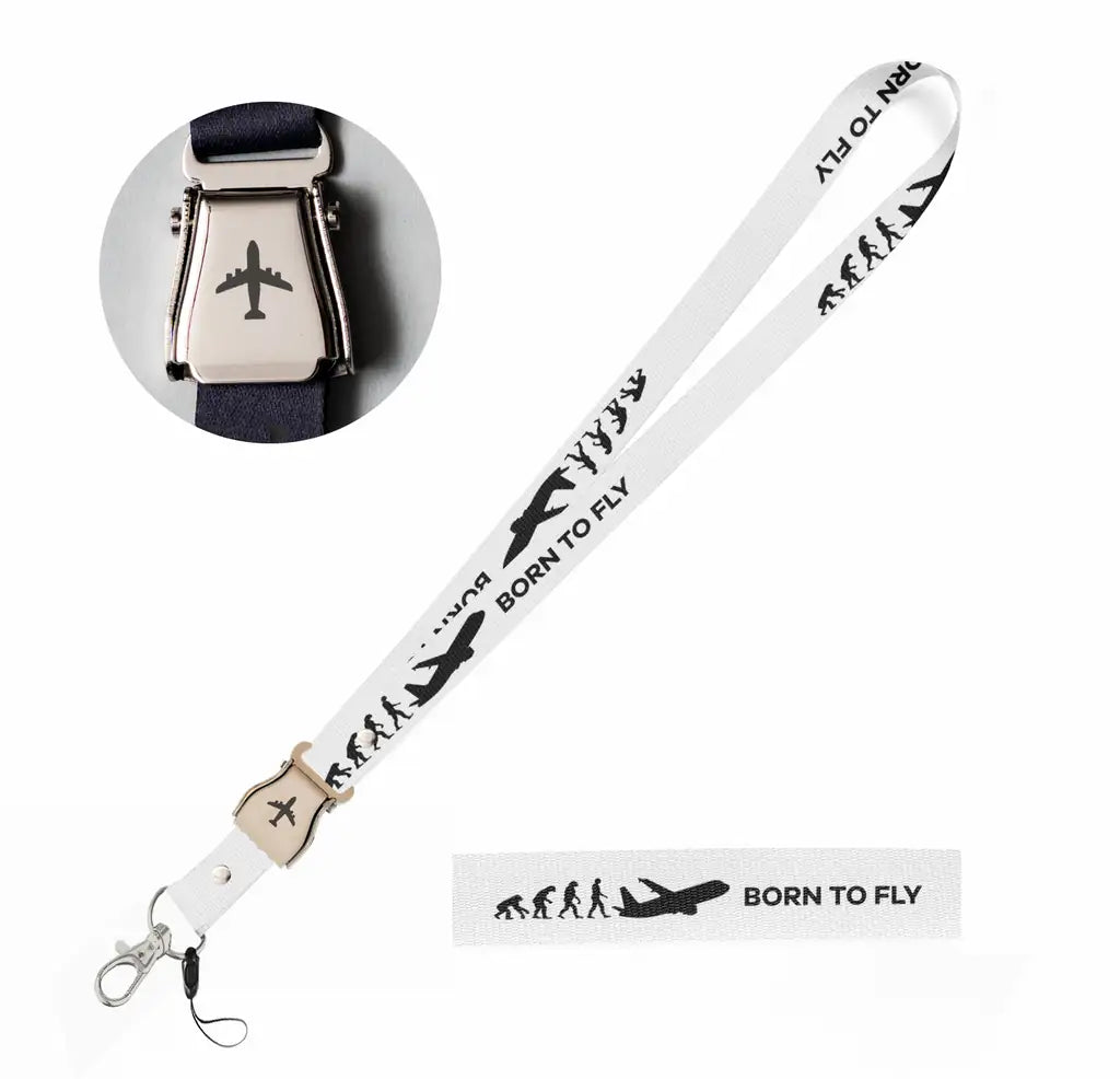 Born To Fly seat belt lanyard - white