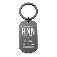 Thumbnail for Bornholm Airport RNN — Ronne - Key Chain - Boarding Pass Style - Black