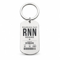 Thumbnail for Bornholm Airport RNN — Ronne - Key Chain - Boarding Pass Style - Silver