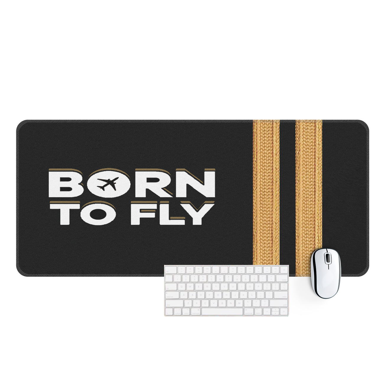 Born to Fly & Pilot Epaulettes 2 Lines Designed Desk Mats