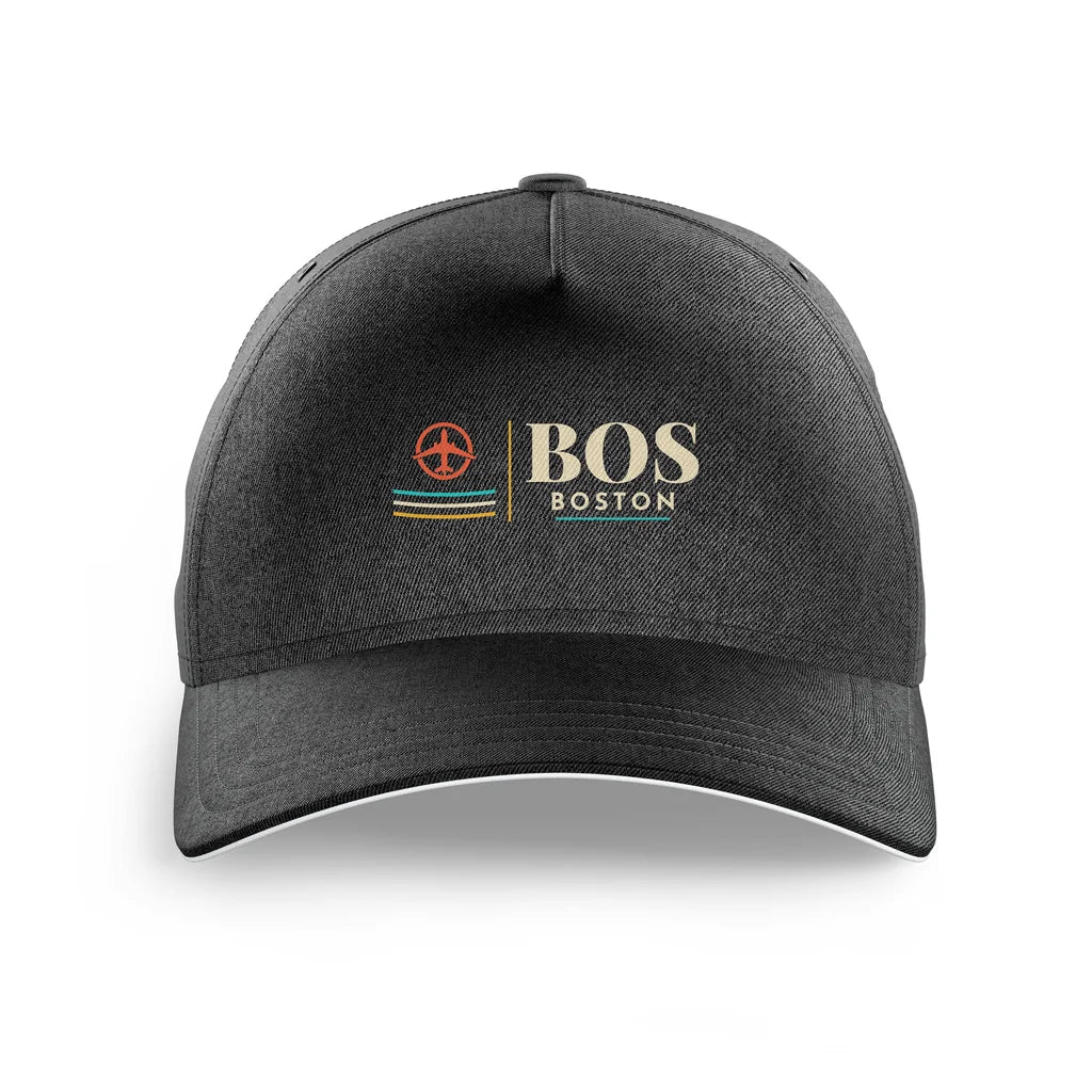 Boston Logan International Airport (BOS) printed hat - black