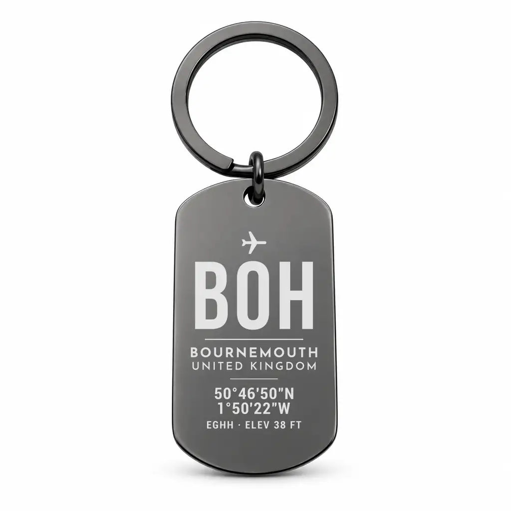 Bournemouth Airport BOH - Key Chain - Original Design - Black
