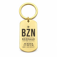 Thumbnail for Bozeman Yellowstone International Airport BZN - Key Chain - Original Design - Gold