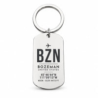 Thumbnail for Bozeman Yellowstone International Airport BZN - Key Chain - Original Design - Silver