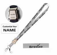 Thumbnail for Breeze Airways seat belt lanyard - light gray with name