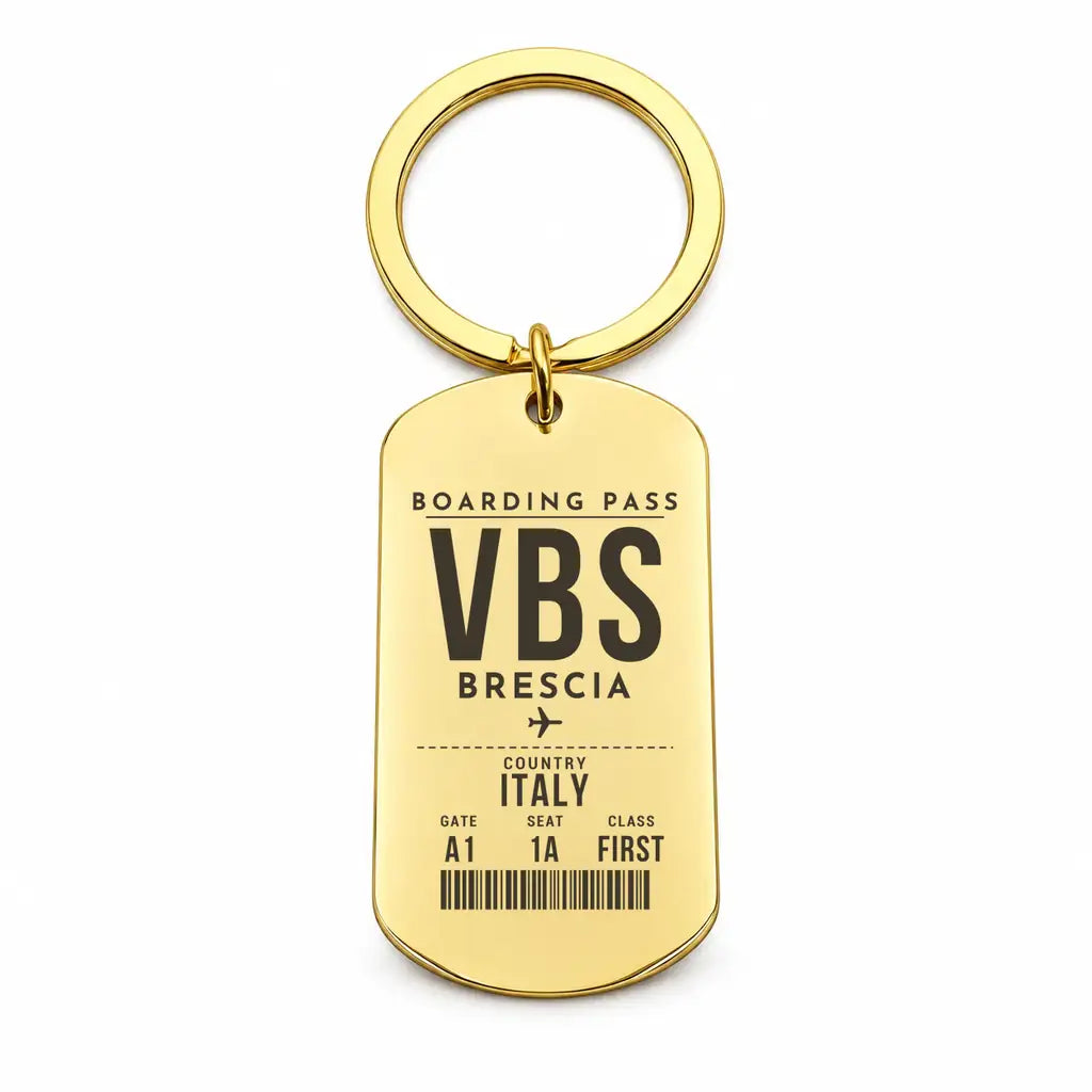 Brescia Airport VBS - Key Chain - Boarding Pass Style - Gold