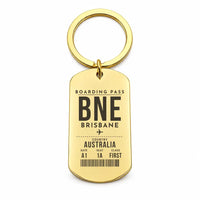 Thumbnail for Brisbane Airport BNE - Key Chain - Boarding Pass Style - Gold
