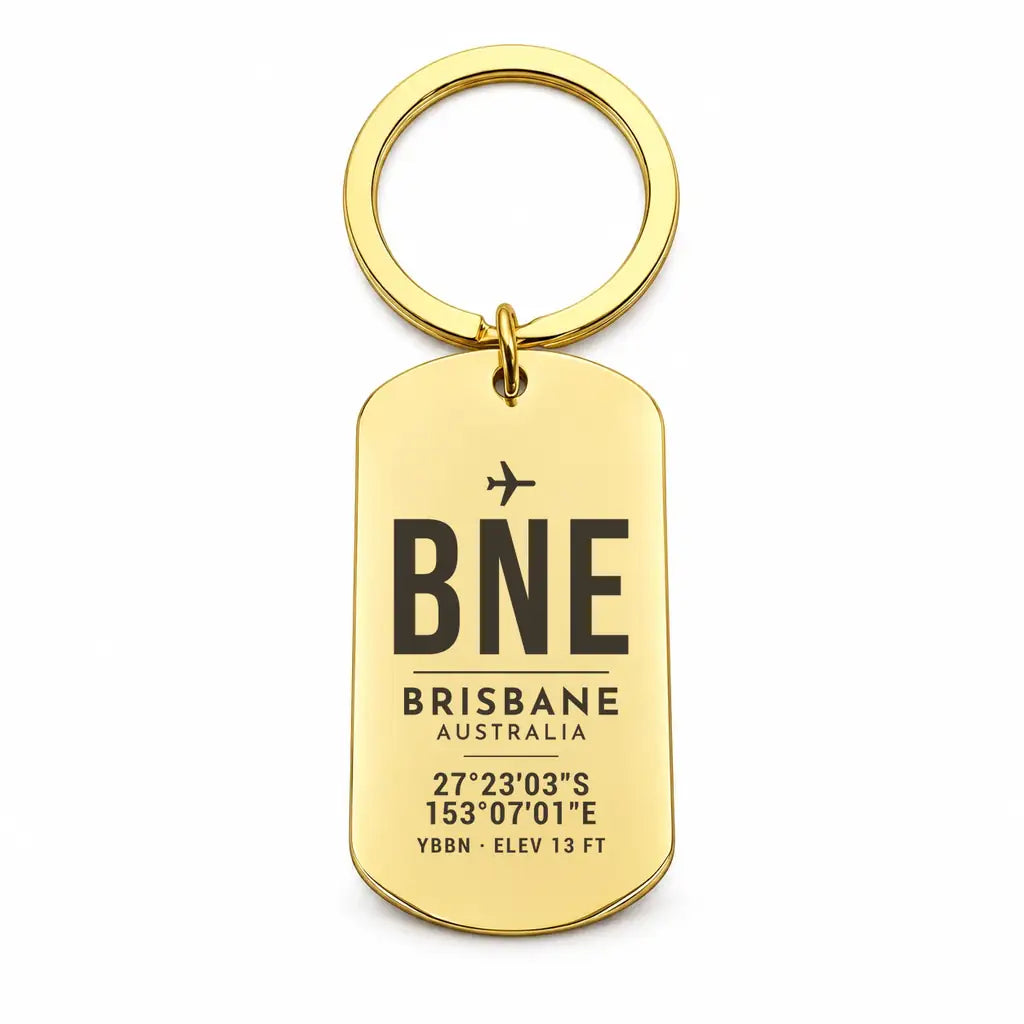 Brisbane Airport BNE - Key Chain - Original Design - Gold