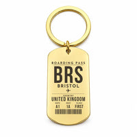 Thumbnail for Bristol Airport BRS - Key Chain - Boarding Pass Style - Gold