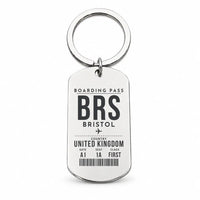 Thumbnail for Bristol Airport BRS - Key Chain - Boarding Pass Style - Silver