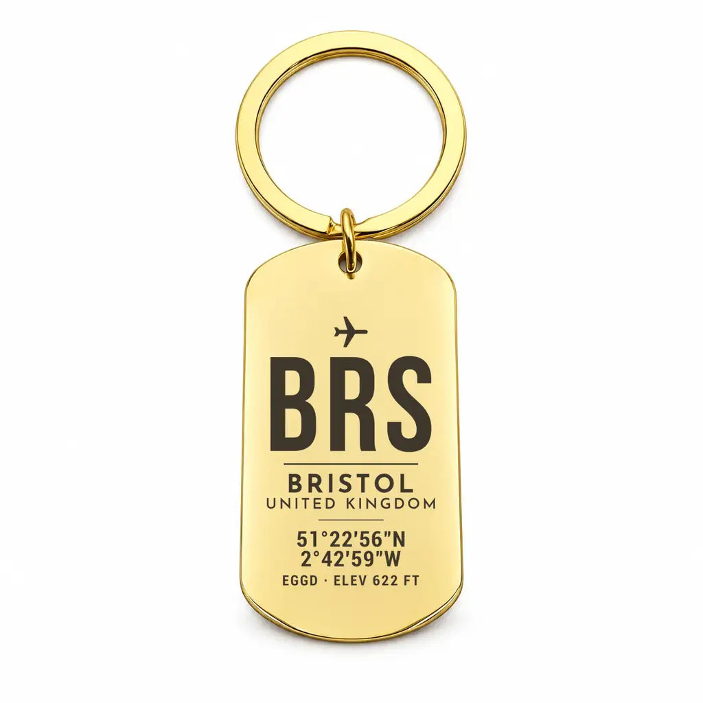 Bristol Airport BRS - Key Chain - Original Design - Gold
