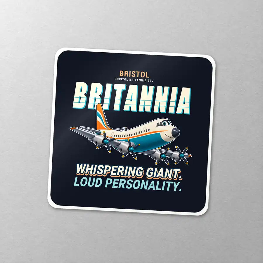 Bristol Britannia 312 - Cartoon - Square Sticker - Close-up
