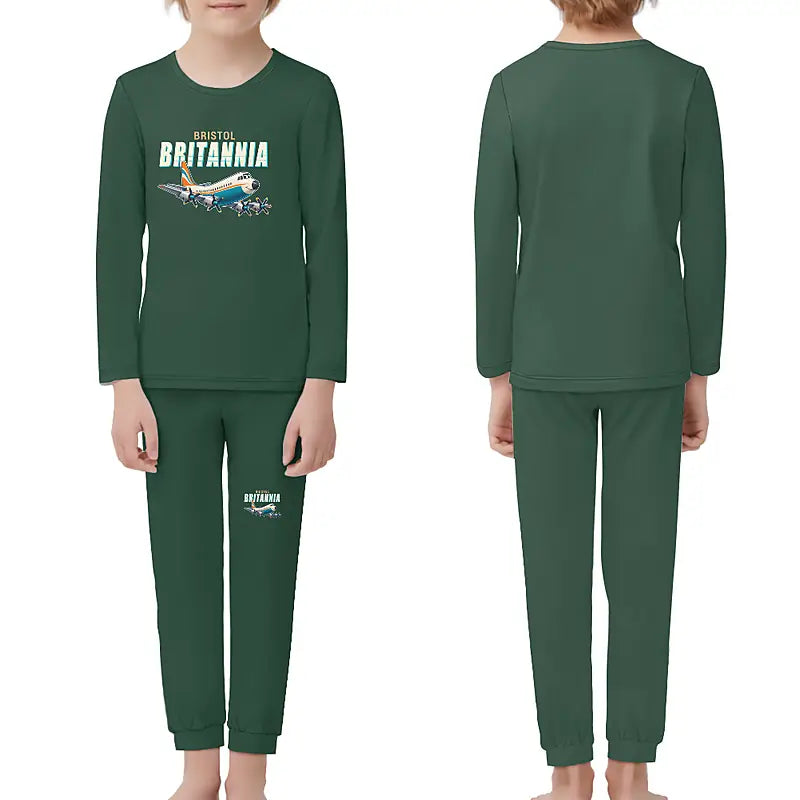 Bristol Britannia 312 - Children Pajamas - Cartoon Chest - Dark Green