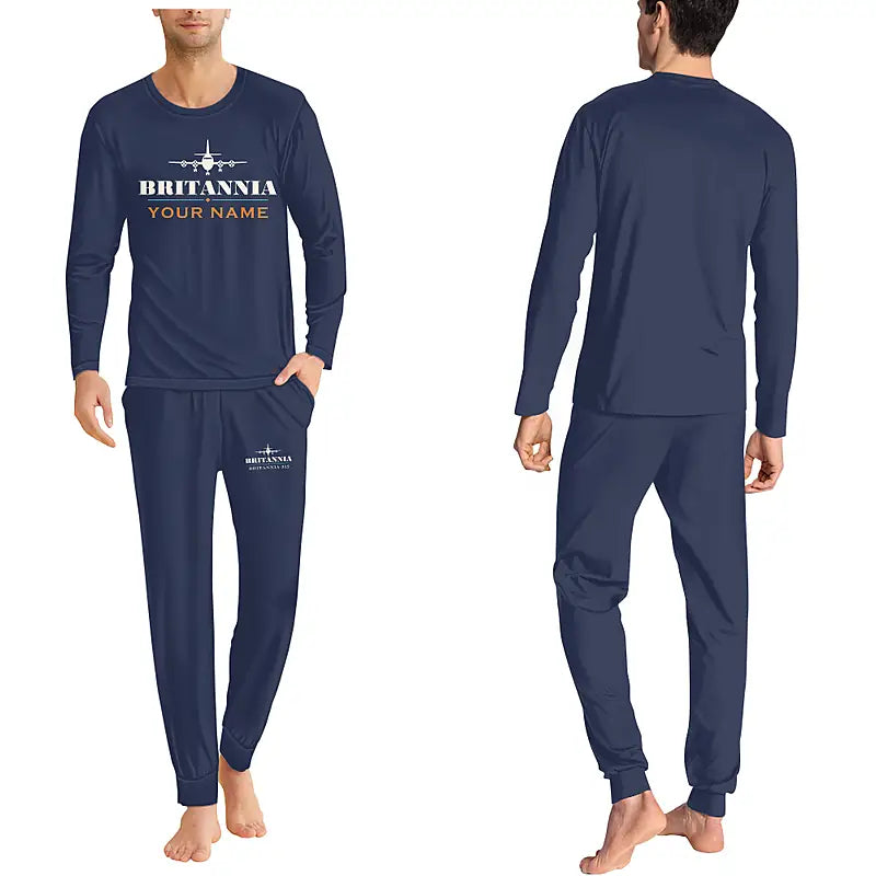 Bristol Britannia 312 - Men Pajamas - Heritage Chest + Name - Navy Blue