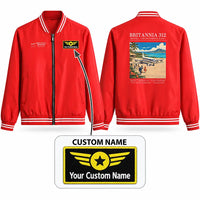 Thumbnail for Bristol Britannia 312 Stylish Jackets - Baseball Collar - Poster + Name - Red