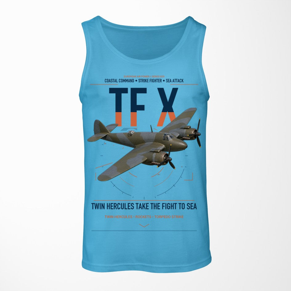 Bristol Beaufighter TF X design on sky blue tank top