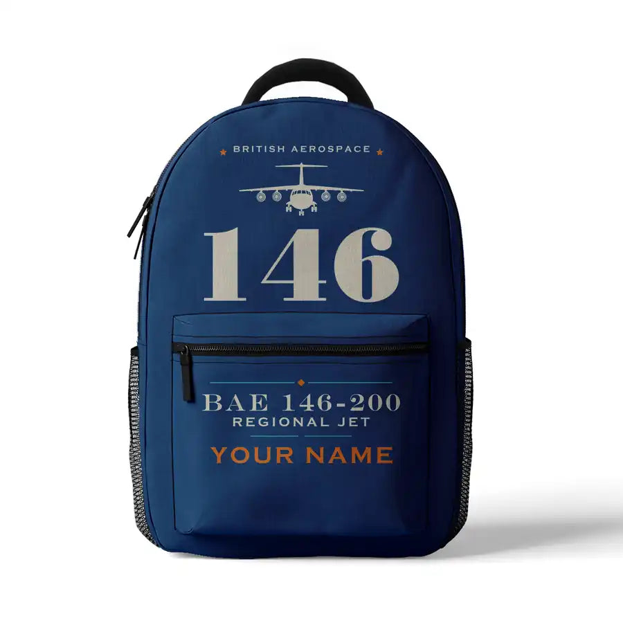 British Aerospace 146-200 - 3D Backpack - Heritage + Name - Blue